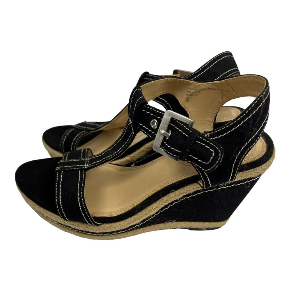 Nickels Women's Sandals Size 7 Espadrille Wedge Sole BLACK Shoes